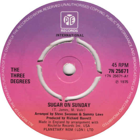 The Three Degrees - Sugar On Sunday / Maybe (7")