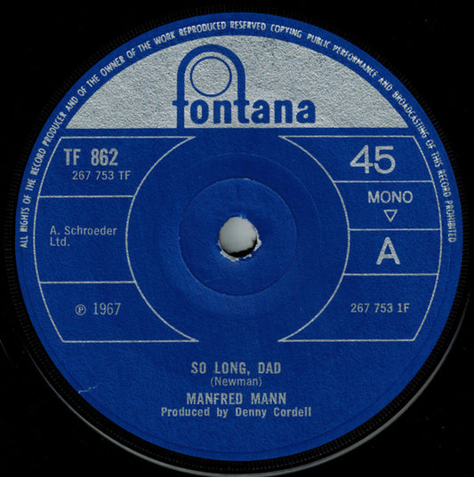 Manfred Mann - So Long, Dad (7", Single, Mono, Sol)