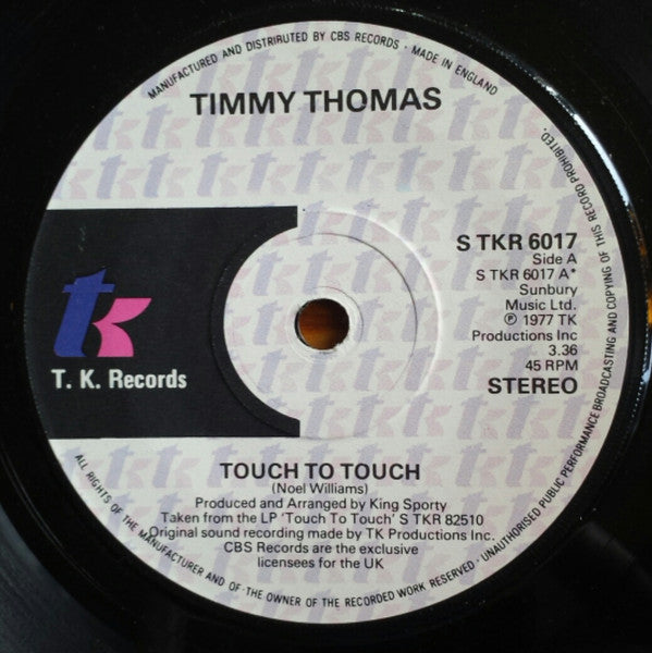 Timmy Thomas - Touch To Touch (7", Single)