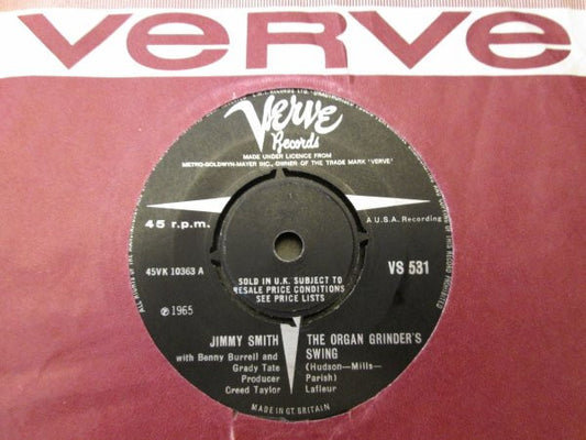 Jimmy Smith With Kenny Burrell And Grady Tate - The Organ Grinder's Swing / I'll Close My Eyes (7", Single)