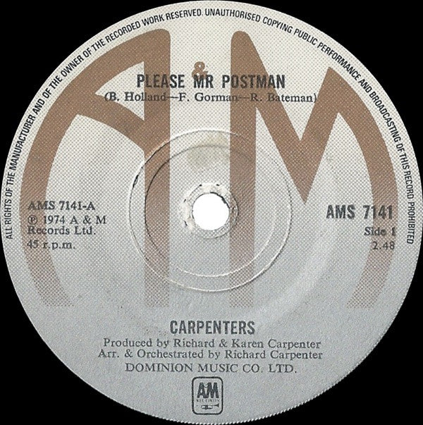 Carpenters - Please Mr Postman (7", Single)