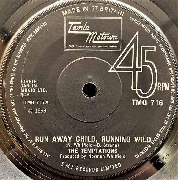 The Temptations - Run Away Child, Running Wild (7", Single, Sol)