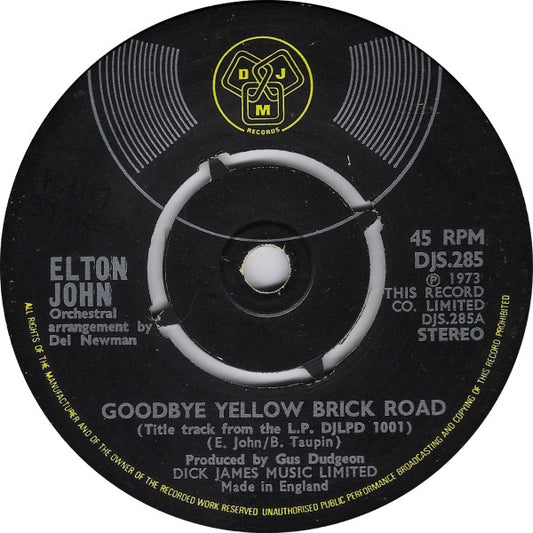 Elton John - Goodbye Yellow Brick Road (7", Single, Kno)