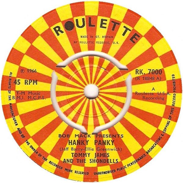 Tommy James And The Shondells* - Hanky Panky (7", Single)