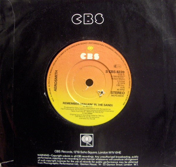 Aerosmith - Remember (Walking In The Sand) (7", Single)