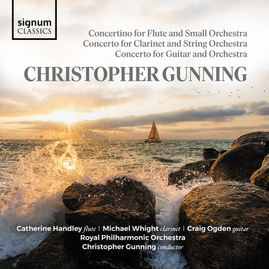 Christopher Gunning - Catherine Handley, Michael Whight, Craig Ogden, Royal Philharmonic Orchestra - Concertino For Flute And Small Orchestra - Concerto For Clarinet And String Orchestra - Concerto For Guitar And Orchestra (CD, Album, 24-)