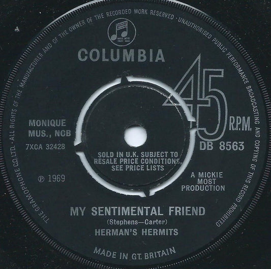 Herman's Hermits - My Sentimental Friend (7", Pus)