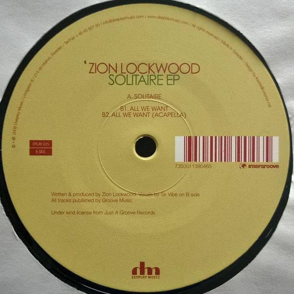 Zion Lockwood - Solitaire EP (12", EP)
