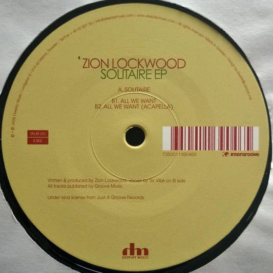 Zion Lockwood - Solitaire EP (12", EP)