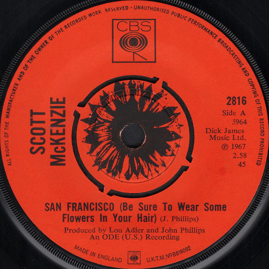 Scott McKenzie - San Francisco (Be Sure To Wear Some Flowers In Your Hair) (7", Single, 4-P)