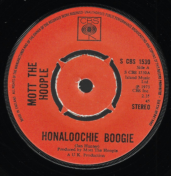 Mott The Hoople - Honaloochie Boogie (7", Single, Kno)