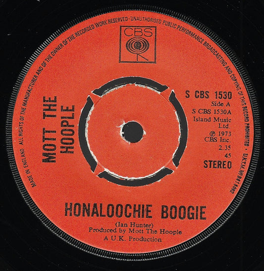 Mott The Hoople - Honaloochie Boogie (7", Single, Kno)
