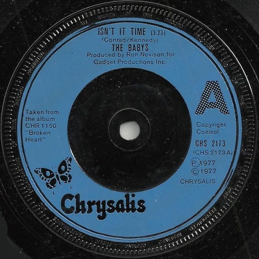 The Babys - Isn't It Time  (7", Single, Blu)