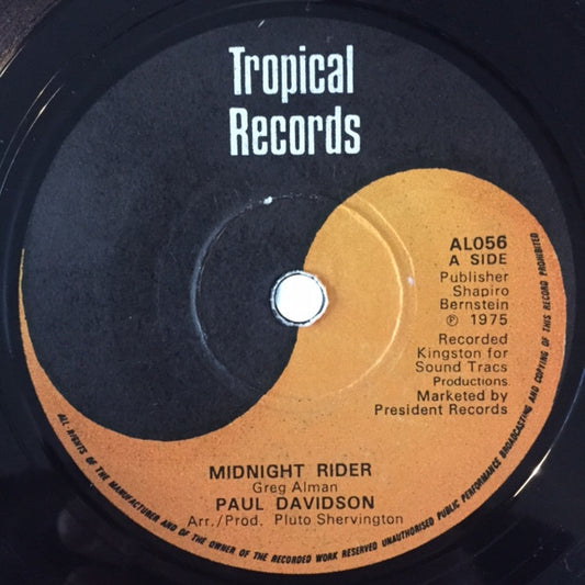 Paul Davidson / The Organization (7) - Midnight Rider / Organized Version (7", Single, Sol)