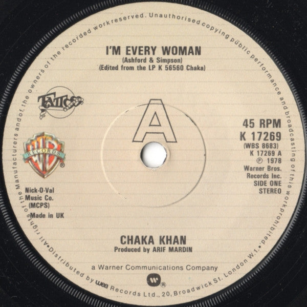 Chaka Khan - I'm Every Woman (7", Single, Com)
