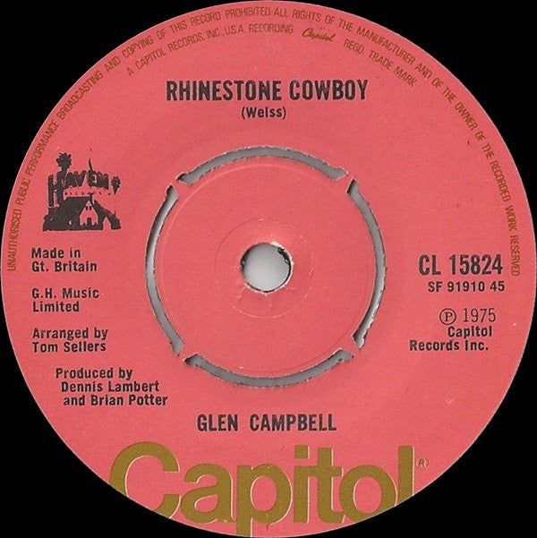 Glen Campbell - Rhinestone Cowboy / Lovelight (7", Single)