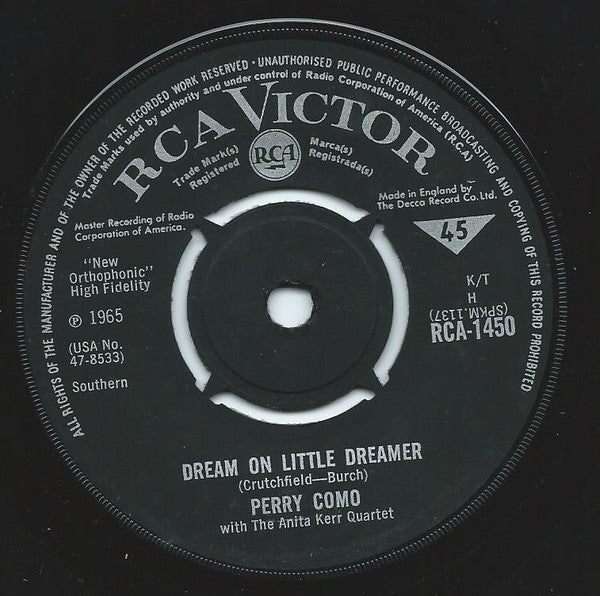 Perry Como - Dream On Little Dreamer (7")