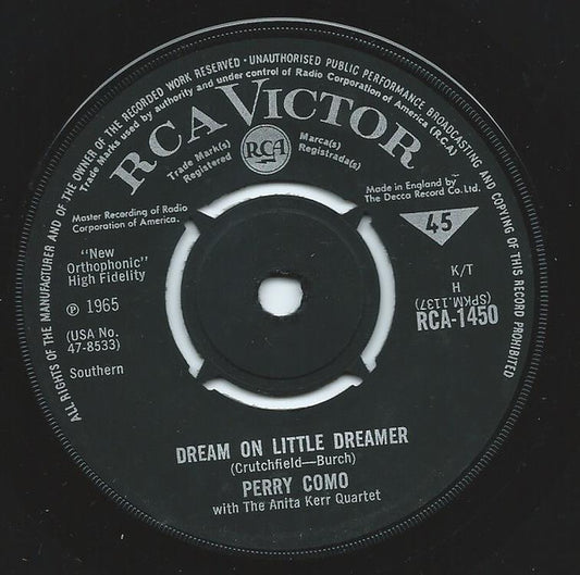Perry Como - Dream On Little Dreamer (7")