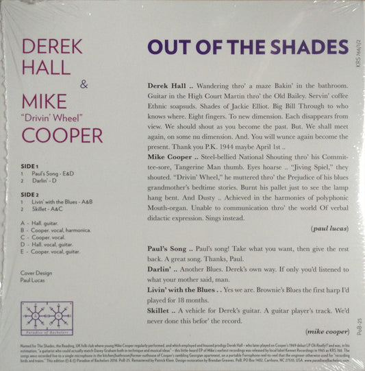Derek Hall (5) & Mike Cooper - Out Of The Shades (7", EP, RSD, RE)