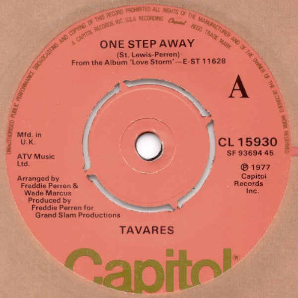 Tavares - One Step Away (7", Single)