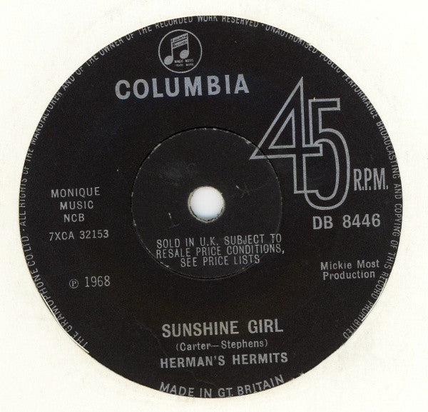 Herman's Hermits - Sunshine Girl (7", Single, Sol)