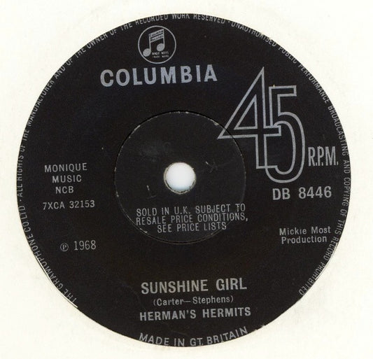 Herman's Hermits - Sunshine Girl (7", Single, Sol)