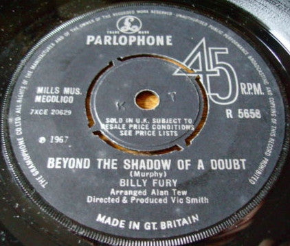 Billy Fury - Beyond The Shadow Of A Doubt (7", Single)