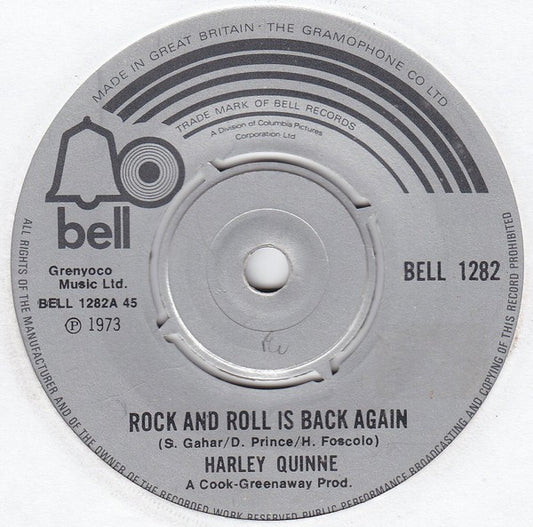 Harley Quinne - Rock And Roll Is Back Again (7", Single)