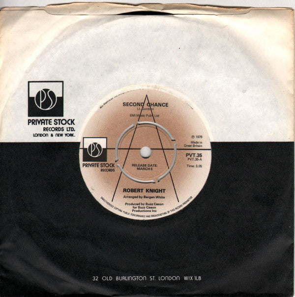 Robert Knight - Second Chance (7", Single, Promo)