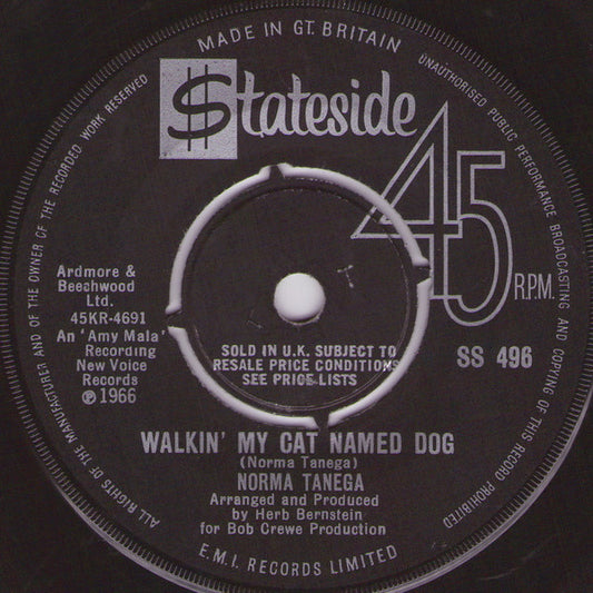 Norma Tanega - Walkin' My Cat Named Dog (7", Single)