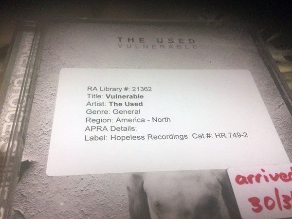The Used - Vulnerable (CD, Album, Promo)
