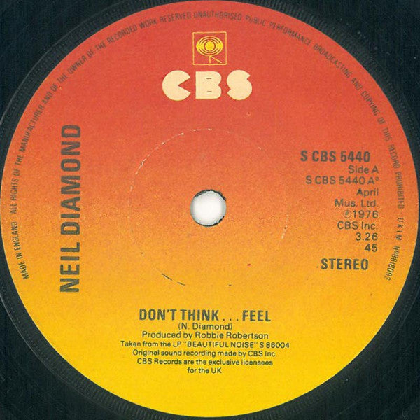 Neil Diamond - Don't Think....Feel (7", Single, Sol)