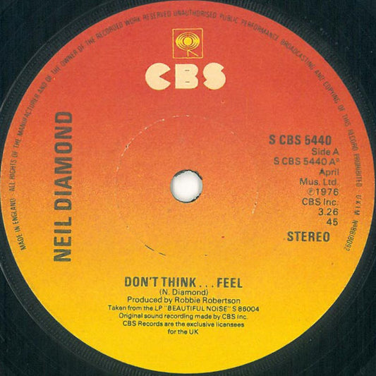 Neil Diamond - Don't Think....Feel (7", Single, Sol)