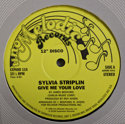 Sylvia Striplin - Give Me Your Love / You Can't Turn Me Away (12", RE, 180)