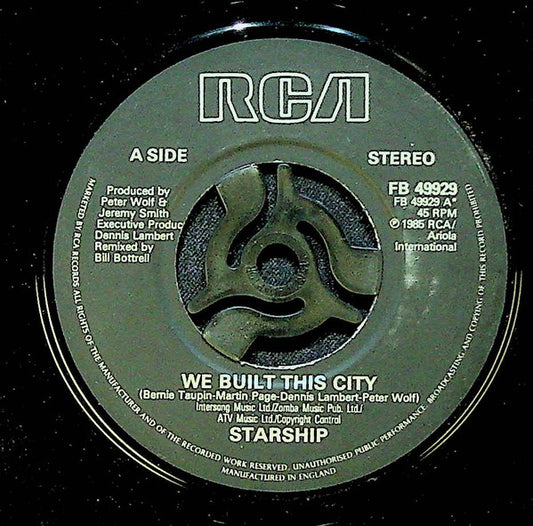 Starship (2) - We Built This City (7", Single, Jukebox)