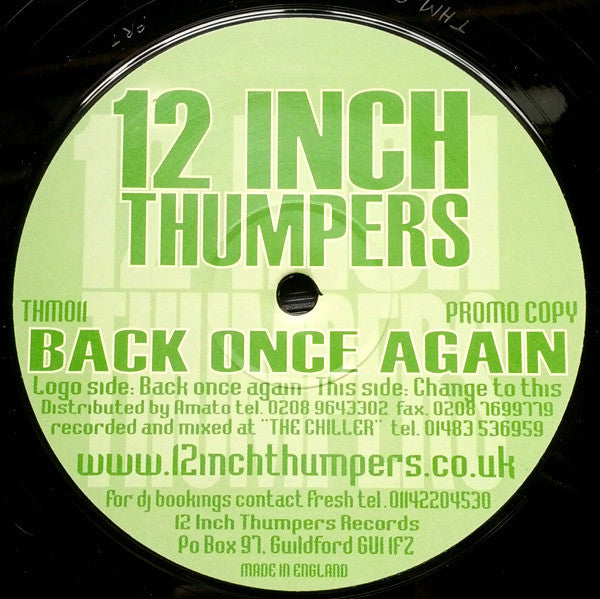 12 Inch Thumpers - Back Once Again (12", Promo)