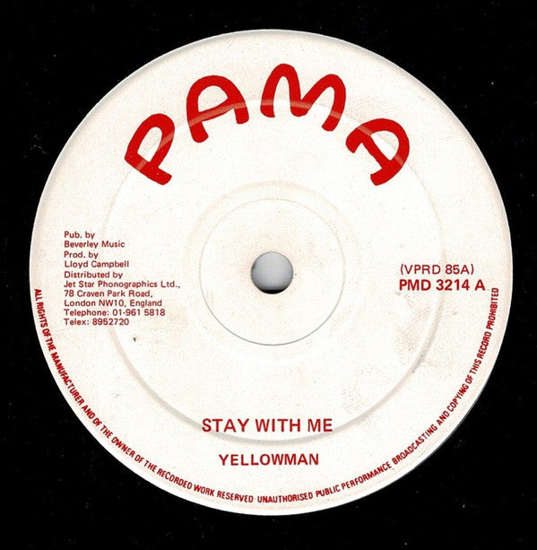 Yellowman - Stay With Me (10")