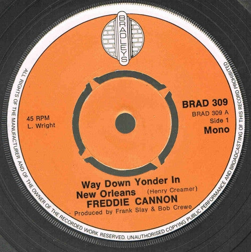 Freddie Cannon* - Way Down Yonder In New Orleans / Tallahassee Lassie (7", Single, Mono, 4 P)