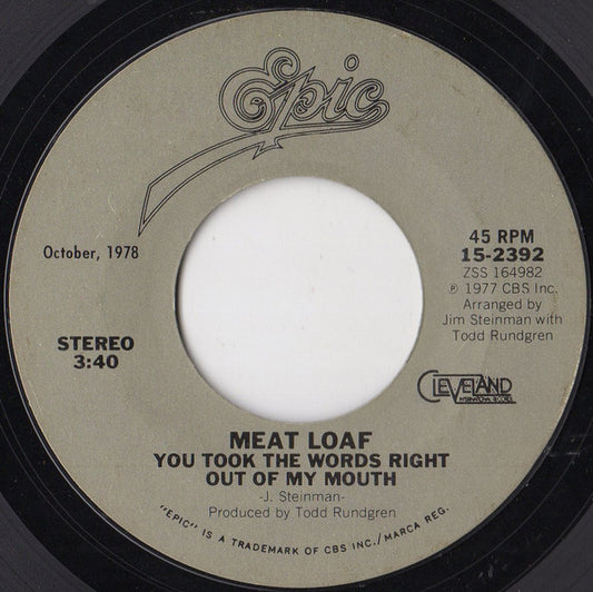 Meat Loaf - You Took The Words Right Out Of My Mouth (7")