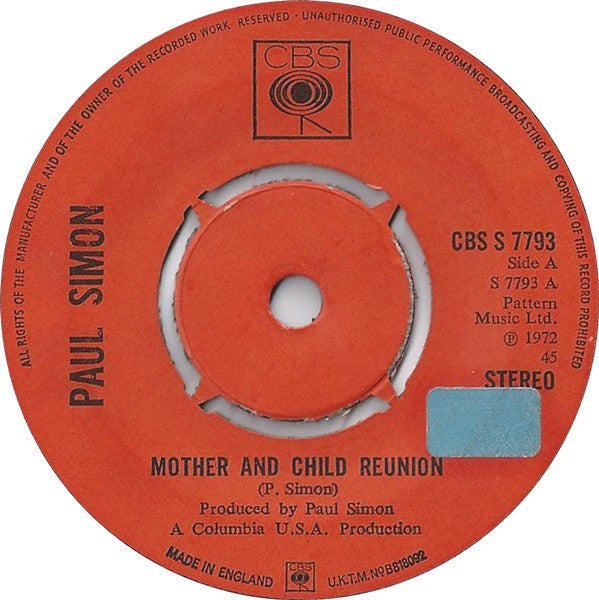 Paul Simon - Mother And Child Reunion (7", Single, 4-P)