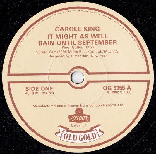Carole King - It Might As Well Rain Until September (7", Mono)