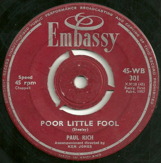 Paul Rich - Poor Little Fool / Bird Dog (7")