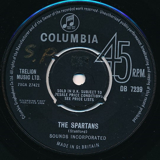 Sounds Incorporated - The Spartans (7", Single)