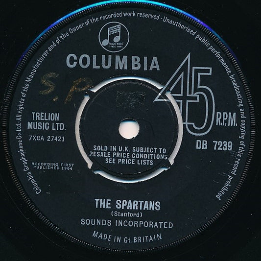 Sounds Incorporated - The Spartans (7", Single)