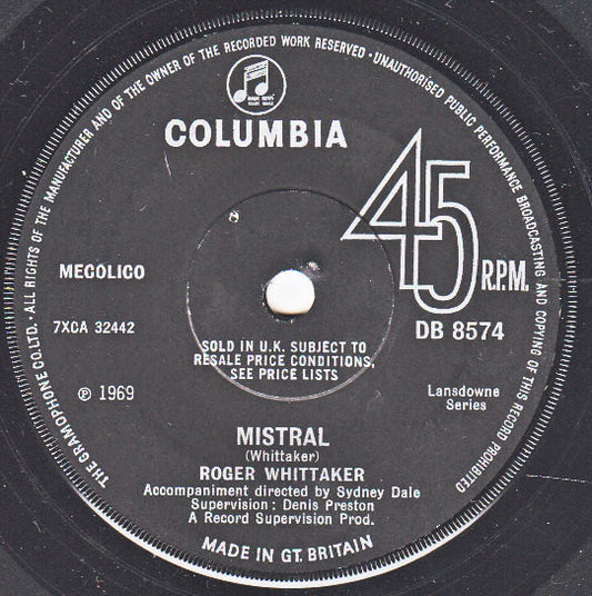 Roger Whittaker - Mistral (7", Single)