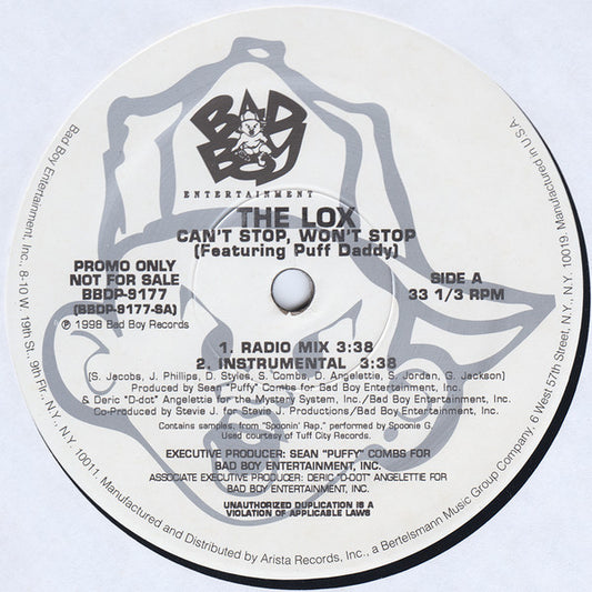 The Lox - Can't Stop, Won't Stop / So Right (12", Promo)