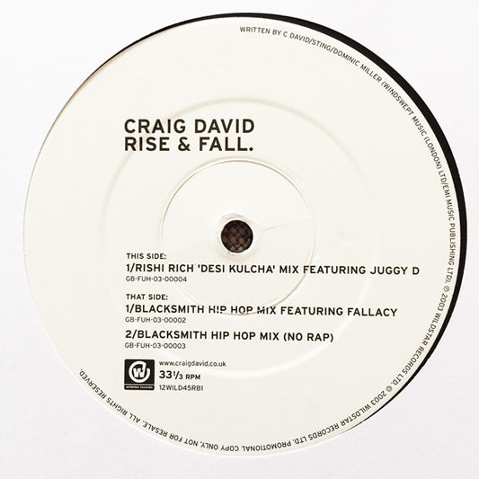 Craig David - Rise & Fall (12", Promo)