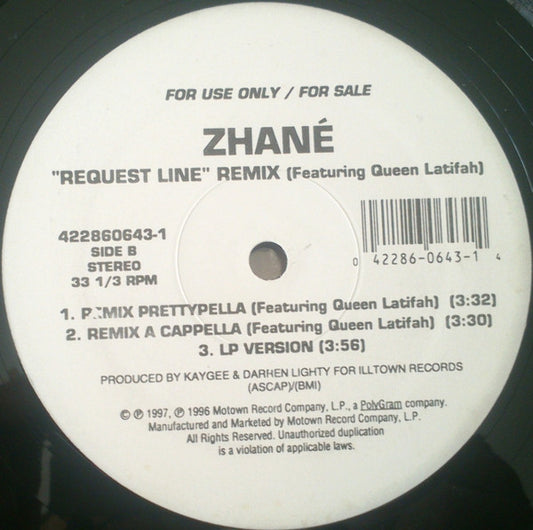 Zhané Featuring Queen Latifah - Request Line (Remix) (12", Promo)