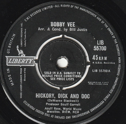 Bobby Vee - Hickory, Dick And Doc (7", Single)