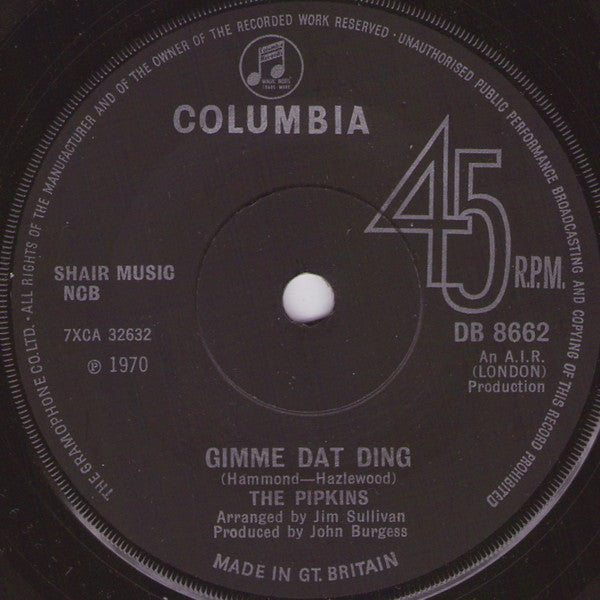 The Pipkins - Gimme Dat Ding (7", Single, Sol)